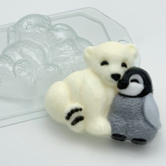 Polar Bear & Penguin Plastic Mold-Soap Mold-Chocolate Mold-Craft Mold
