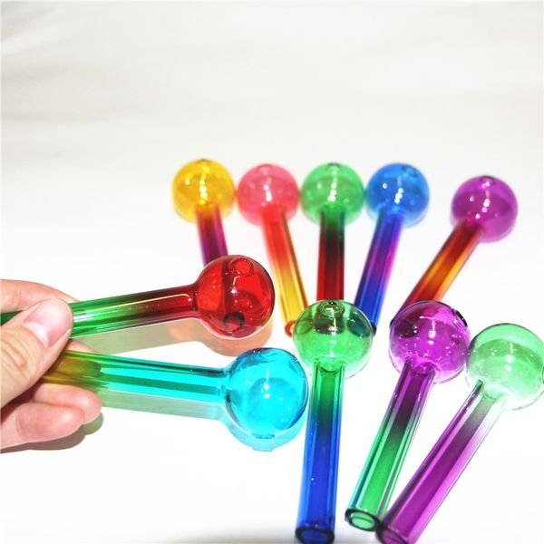 Premium Thick Pyrex Burner Pipe 10cm 4IN Colorful Glass Tube Wax Oil Burner Smoking Hand Water Pipes