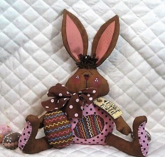 Primitive Mailed Pattern "Hershey"~ Chocolate Bunny, Shelf Sitter Bunny~Sewing #23