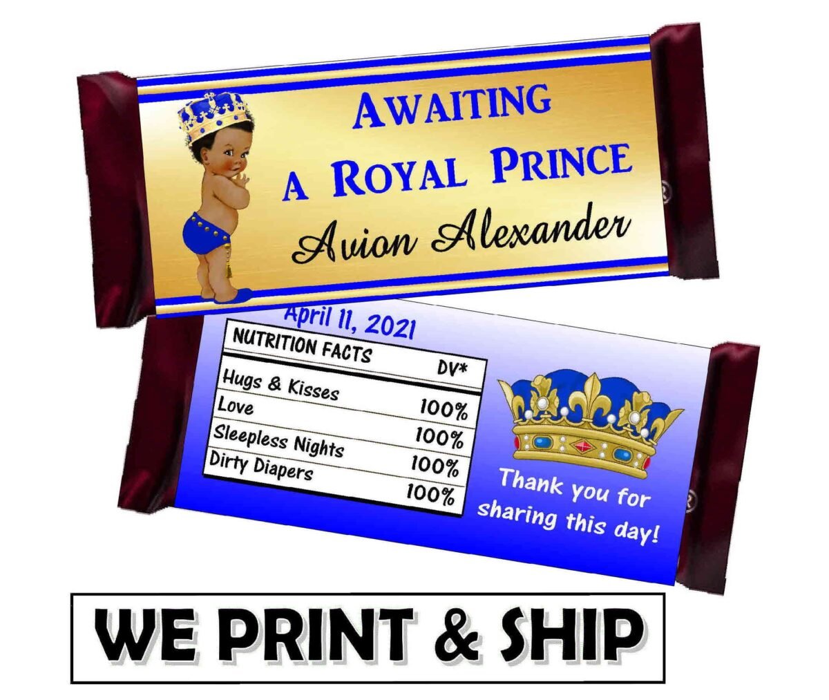 Prince Baby Shower Favors Chocolate Candy Bar Wrappers