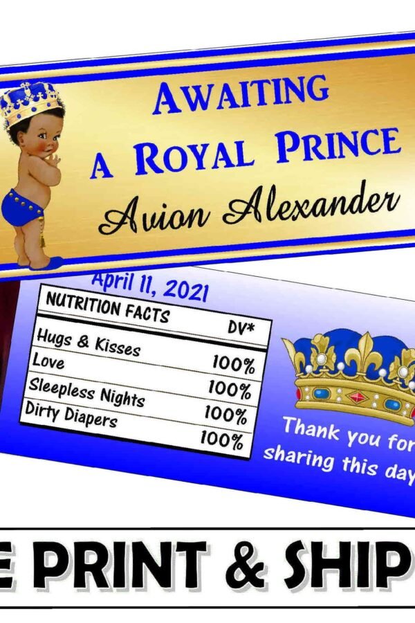 Prince Baby Shower Favors Chocolate Candy Bar Wrappers