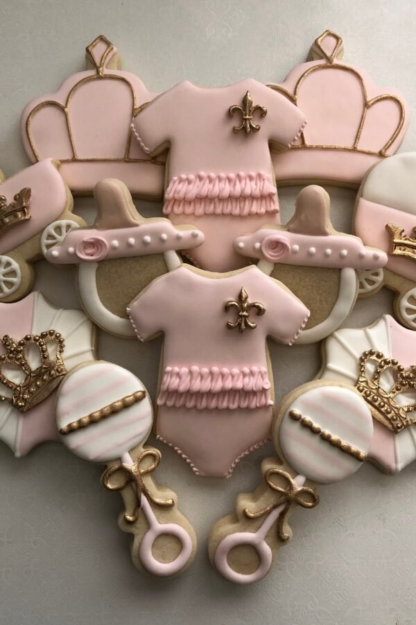 Princess Sugar Cookies Pink Baby Shower, First Birthday