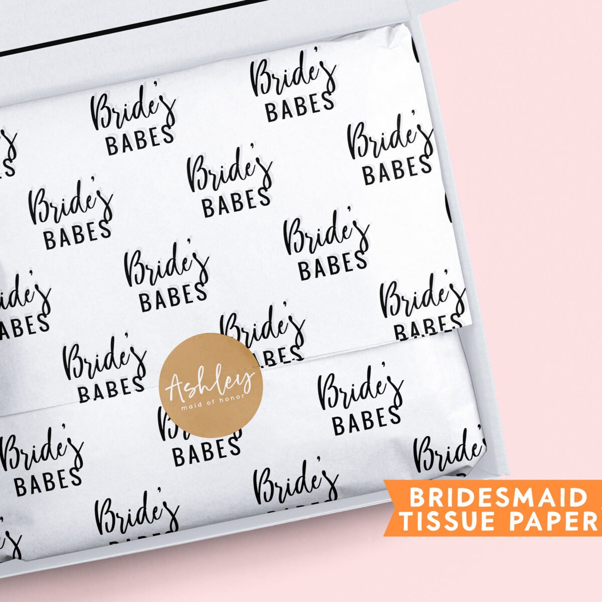Printed Tissue Paper, Bridesmaid Gift Bridal Party Personalized Bag Pack Of 10