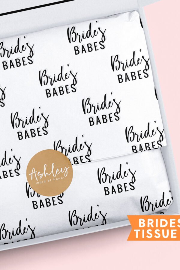 Printed Tissue Paper, Bridesmaid Gift Bridal Party Personalized Bag Pack Of 10