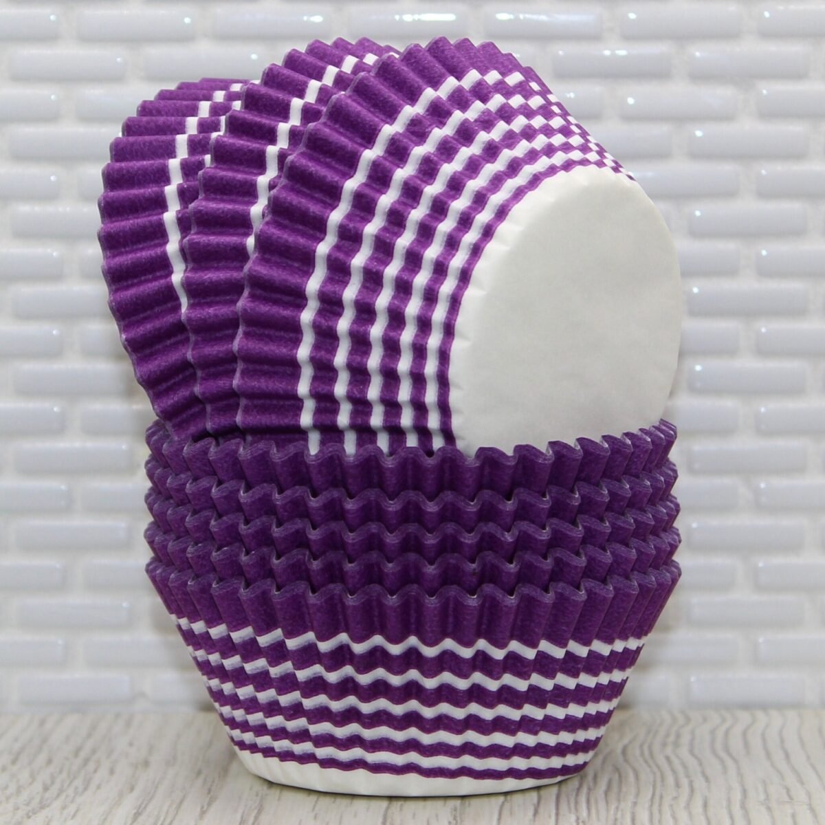 Purple Stripe Cupcake Liners | Qty 45 Baking Cups, Papers, Wrapper, Liner