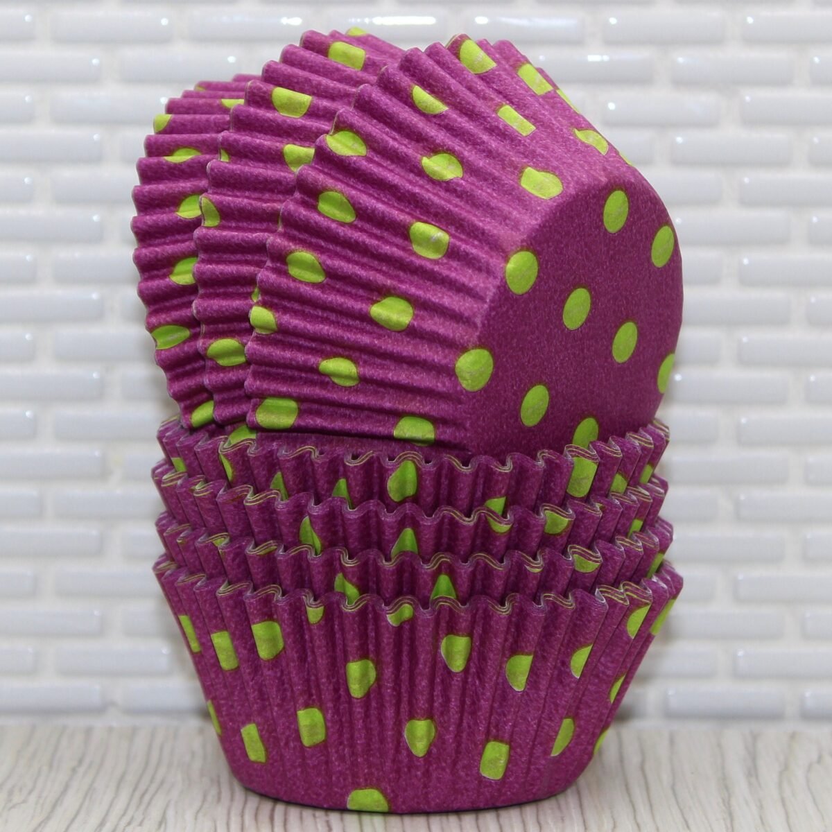 Purple & Lime Green Dot Cupcake Liners | Qty 45 & Baking Cups, Papers, Cup