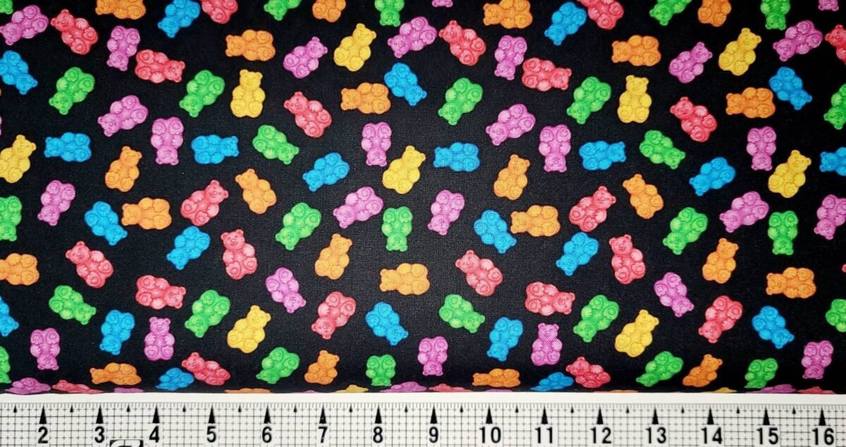 Quilting Treasures Gummy Bears On Black 1649-28387-J Fabric By The Yard//Piece