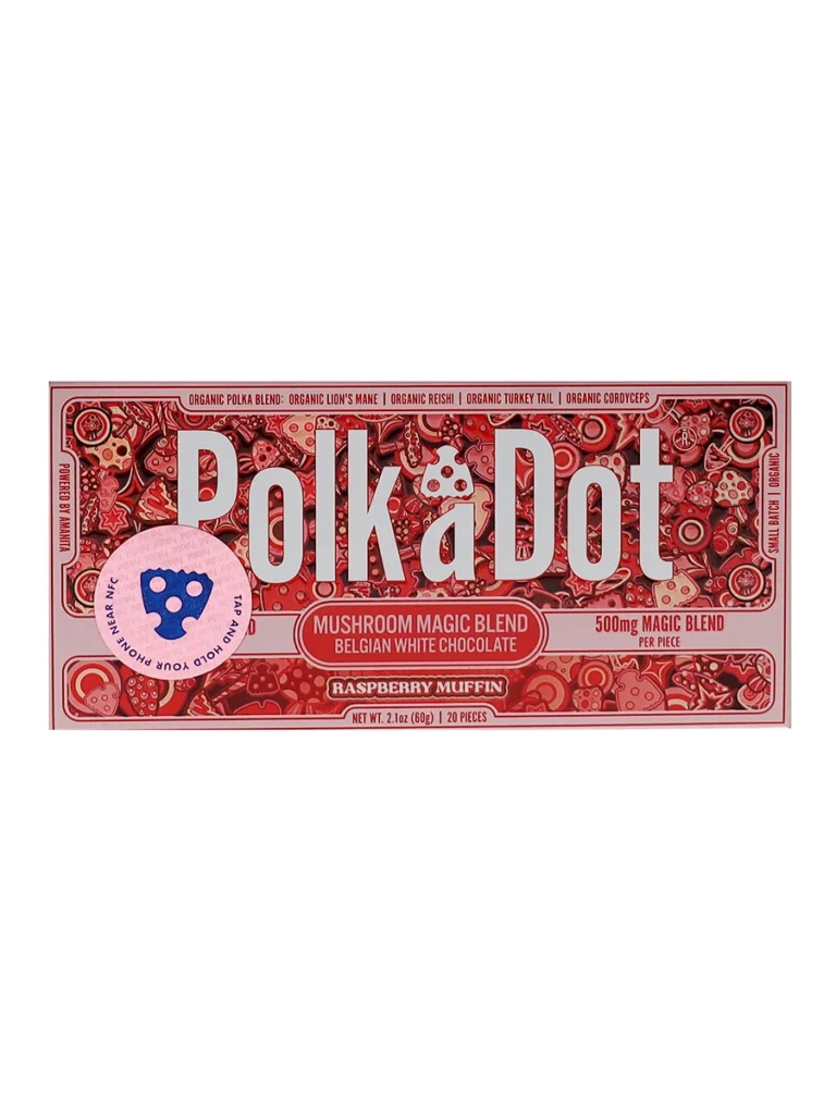 Raspberry Muffin PolkaDot Magic Mushroom Belgian White Chocolate 500mg