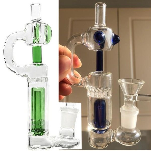 Real picture colorful Mini handle glass pipe smoking pipe Spoon Bubbler Hybrid Spill Proof smoking bong free shipping 14mm
