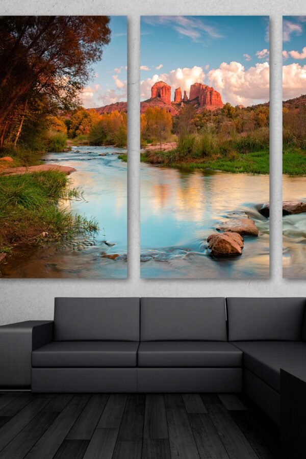 Red Rocks Wall Art Sedona Arizona Landscape Canvas Print. Cathedral Rock Crossing Scenic Nature - Giclee Home Decor, Office Wall Decor