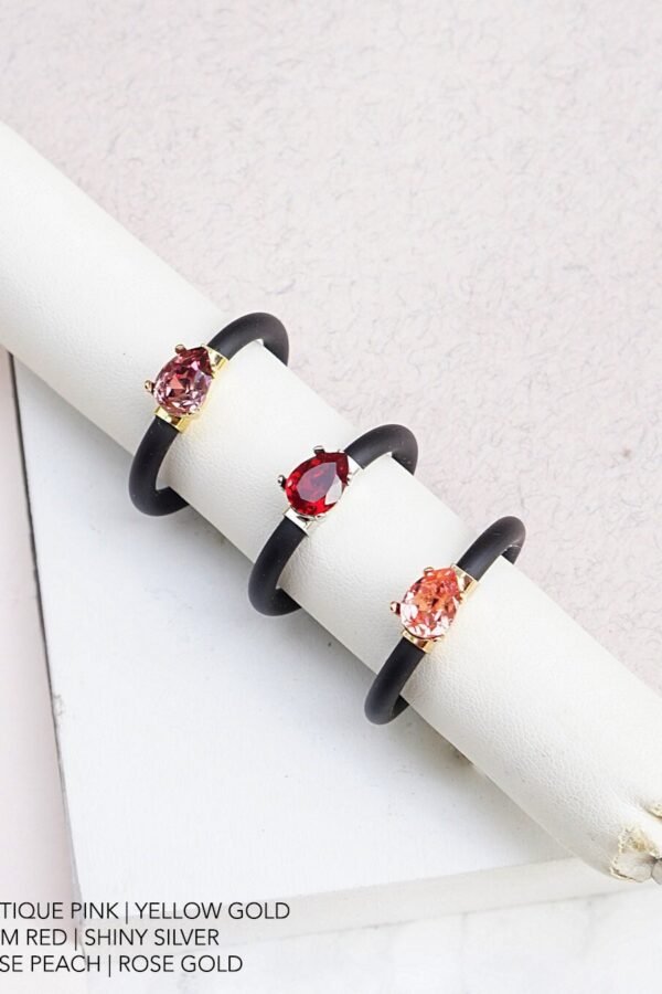 Red Stone Ring, Silicone Rings For Women, Rubber Ring Band, Unique Emerald Cut Rings, Thin Women Cocktail