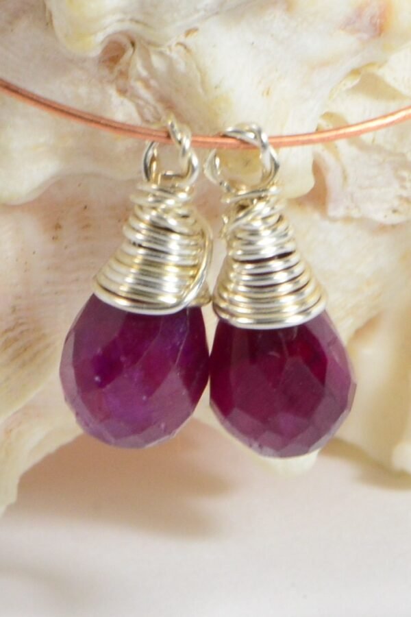 Ruby Wire Wrapped Briolette Matched Pair Sterling Silver