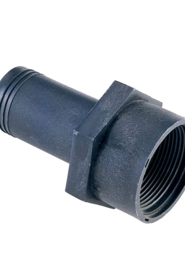 SIERRA N801-1120 Fresh Water Fitting; Marine Series; Adapter; 1-1/2 Inch Pipe Female Thread; Straight; Black; Nylon; Single