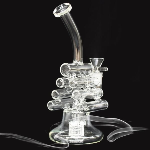 Sailboat shaped Transparent Thick Glass Bongs Collectible Smoking Pipe Recycler Glass Oil Dab Rigs percolator Water Pipes Female Joint With 14mm clear Bowl