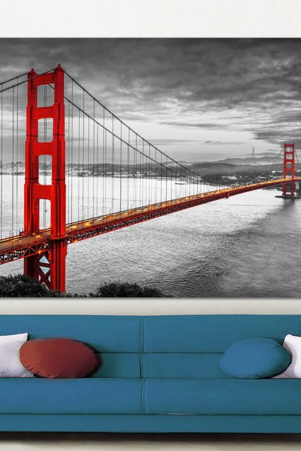 San Francisco City, Golden Gate Wall Art, Bridge Print On Canvas, City Panoramic Canvas Ready To Hang