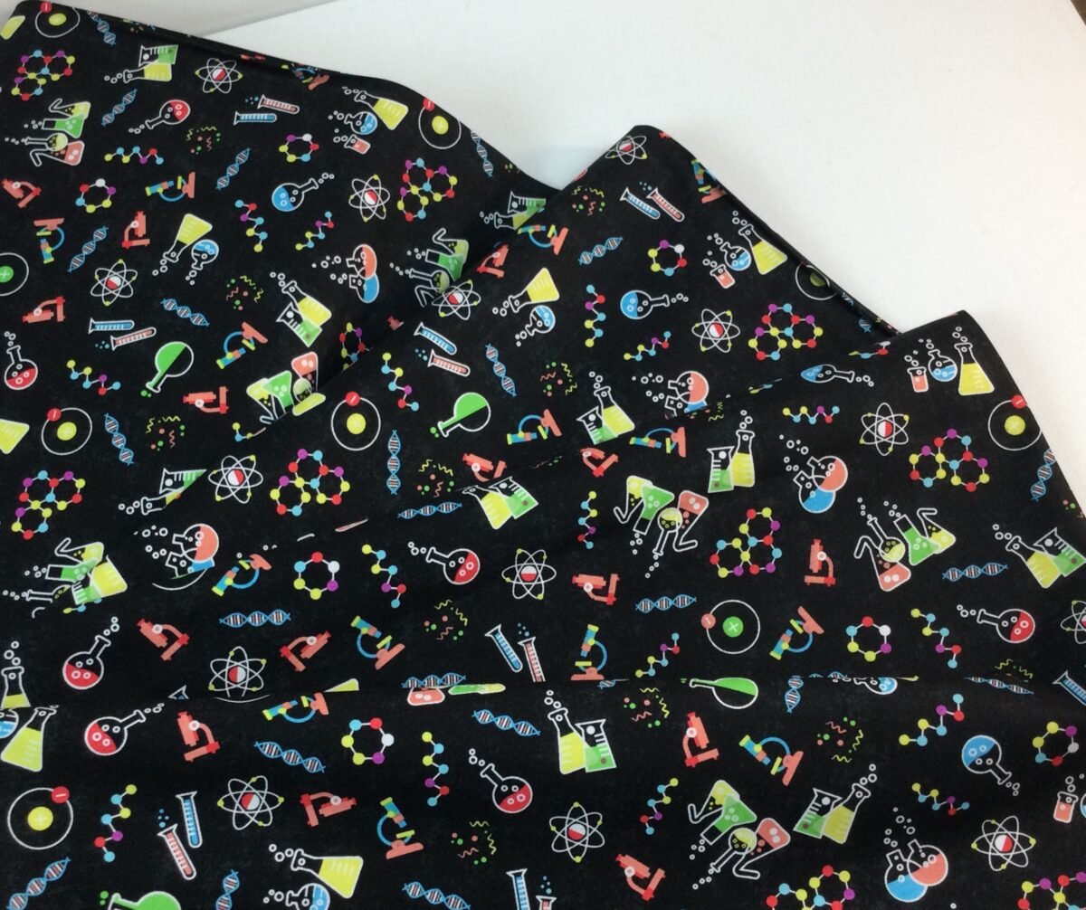Science Lab Black Fabric~ Stem Squad Collection By Edward Miller For Michael Fabrics ~ 100% Quilting Cotton