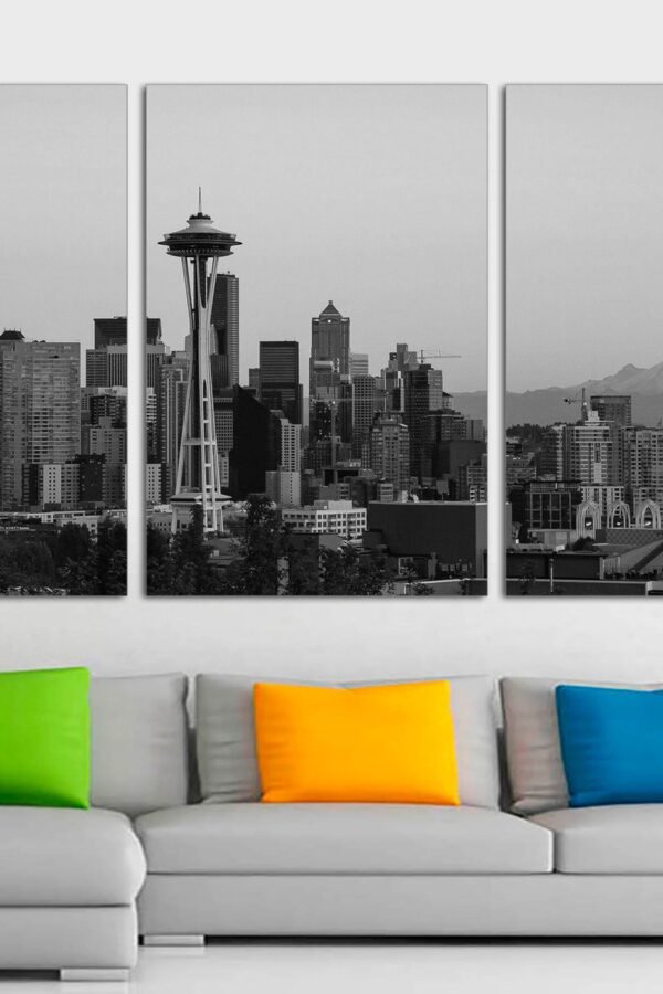 Seattle Skyline Panorama At Sunset As Seen From Kerry Park, Aerial View Wall Art, Picture Of Seattle, Park Art Canvas Ready To Hang