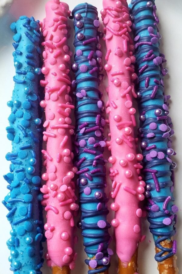 Shimmer Shine Glitter Gourmet Chocolate Covered Pretzel Rods Birthday Party Favors Princess Baby Shower Sweet 16 Graduation Gift