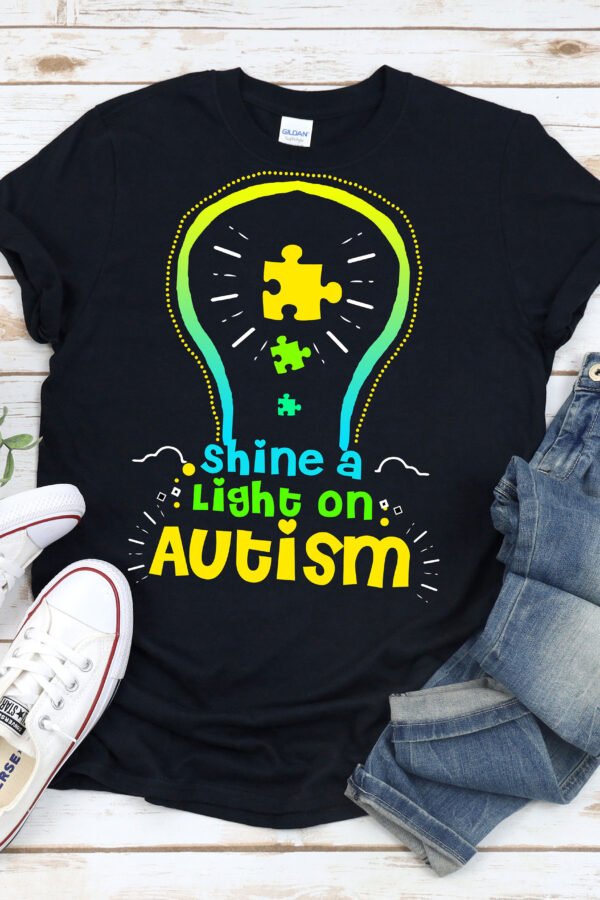 Shine A Light On Autism, Autism Bulb, Awareness Shirt, Tshirt, Support Shirt