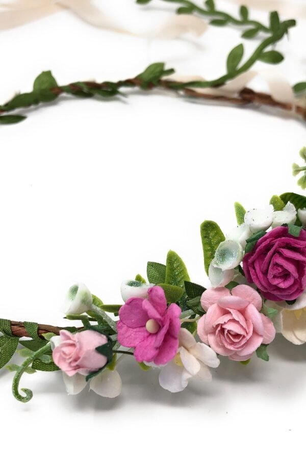 Shocking Pink Flower Headband, Fuchsia Crown, Toddler Baby Halo, Girl Floral Child Crown