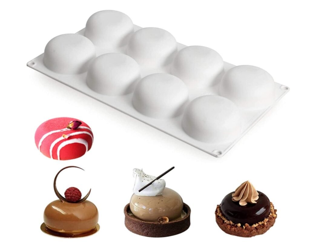 Silicone Round Cake Mold 8-Hole Mousse, Pudding, Jelly, Chocolate, Cookie Making