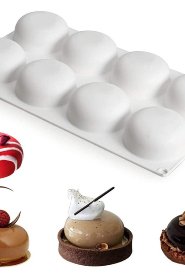 Silicone Round Cake Mold 8-Hole Mousse, Pudding, Jelly, Chocolate, Cookie Making