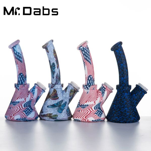 Silicone Water Pipe 14mm Female 6.5 Inch Smoking Accesories Bong Dab Rigs with Silicone Down Stem and Glass Bowl