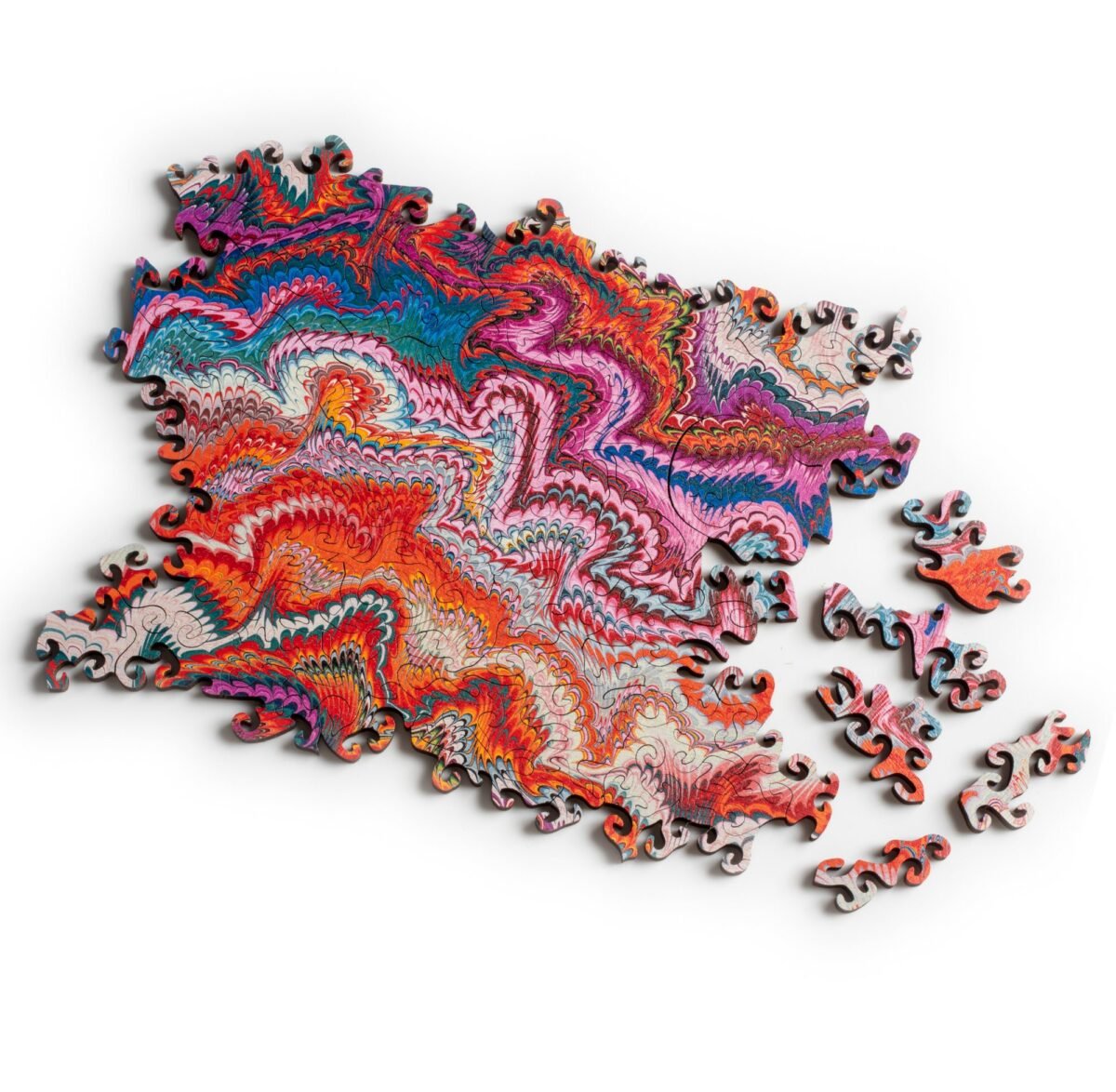 Small Marbling Infinity Puzzle - Colorful Wood Jigsaw Puzzle, Laser Cut
