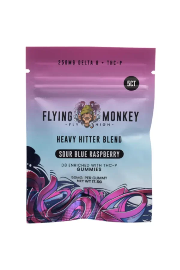 Sour Blue Raspberry Flying Monkey Heavy Hitter Blend Gummies 250mg