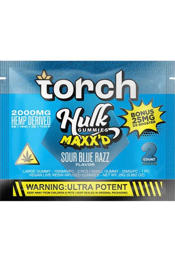Sour Blue Razz Torch Hulk MAXX'D Gummies 2000mg