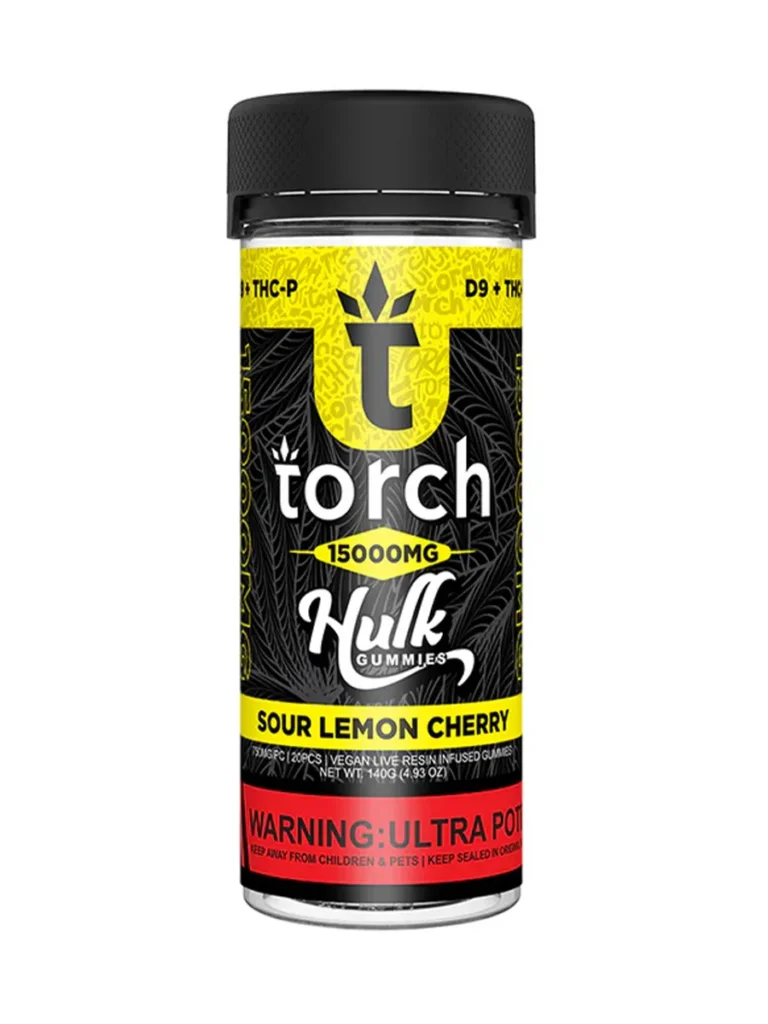 Sour Lemon Cherry Torch Live Resin D9 + THCP Hulk Gummies 15000MG