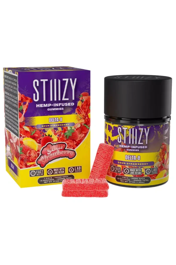 Sour Strawberry STIIIZY Delta 8 Hemp-Infused Gummies 1500mg