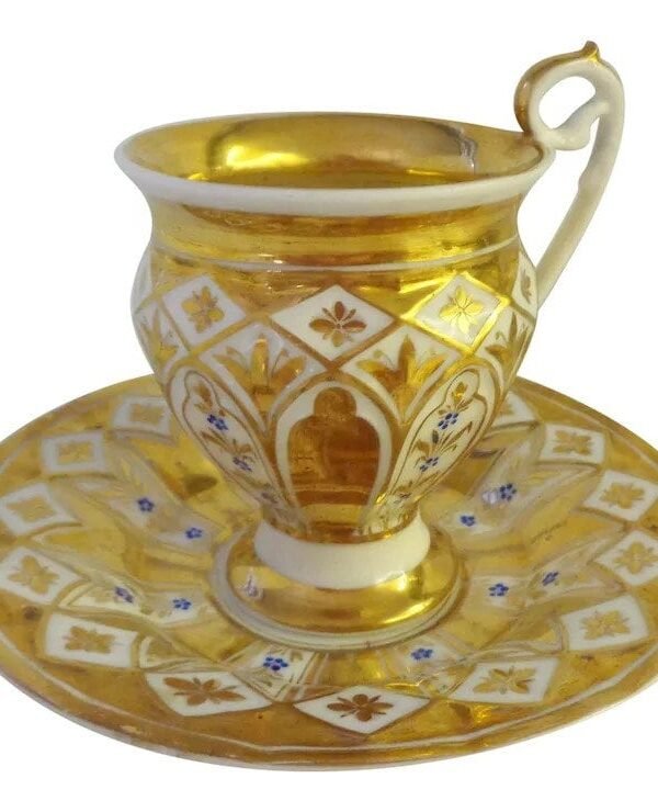 Spectacular Kpm Gilded & Enamelled Large Cup Saucer