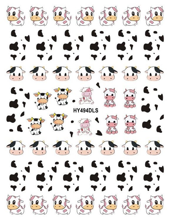 Spotted Cow Print Leopard Pattern Cows Chocolate Bears Calf Rabbit Bunny Self-Adhesive Nail Art Decals Stickers Hanyidls
