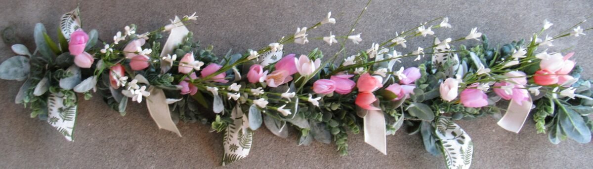 Spring Table Decor Tulip Centerpiece Pink Mantel Swag Easter Greenery Eucalyptus Garland Flower