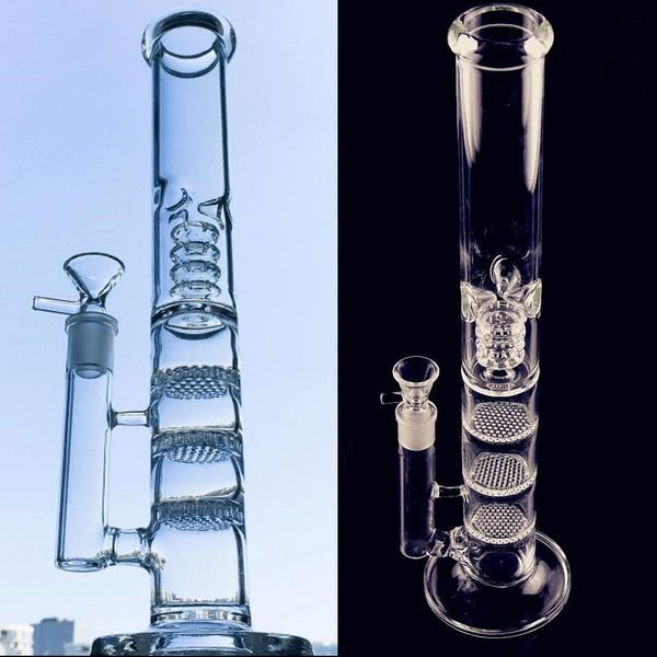 Straight Tube Glass Bong Water Pipes Thick High Quality Glass Oil Dab Rigs Smoking Hookahs Bubbler with 18mm Joint