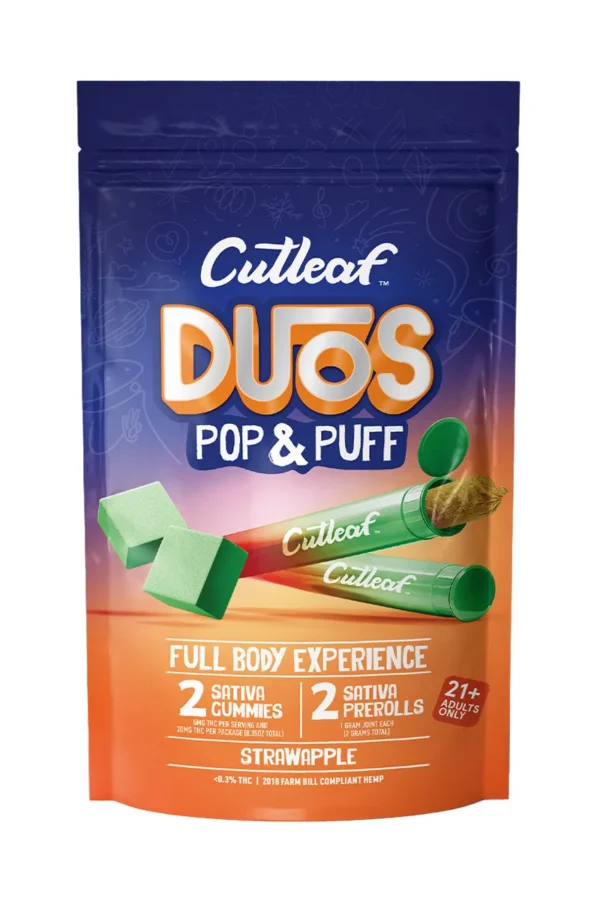 Strawapple Cutleaf Duos Pop & Puff THCA Pre-Rolls & Gummies 2ct
