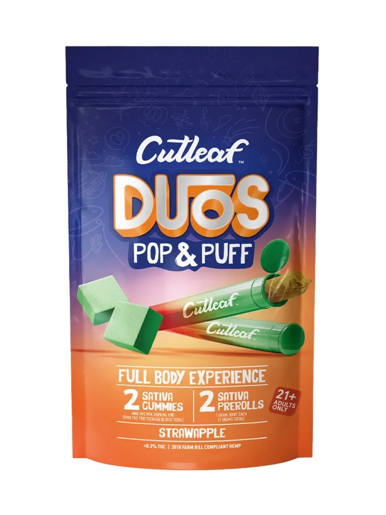 Strawapple Cutleaf Duos Pop & Puff THCA Pre-Rolls & Gummies 2ct