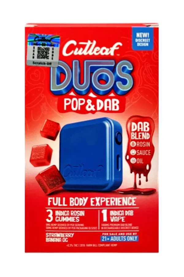 Strawberry Banana OG Cutleaf Duos Pop & Dab Vape 1ct x Gummies 3ct