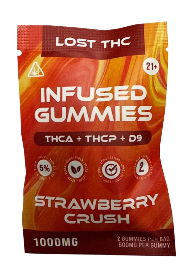 Strawberry Crush Lost THC THCA+THCP+D9 Infused Gummies 2ct