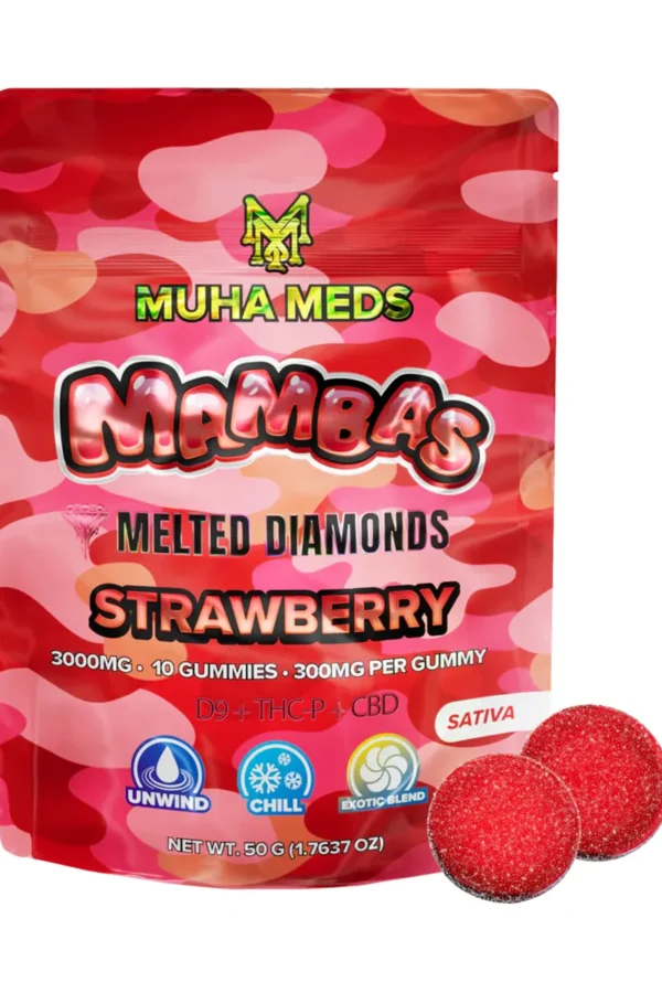 Strawberry Muha Meds Mambas Melted Diamonds Gummies 3G 10ct