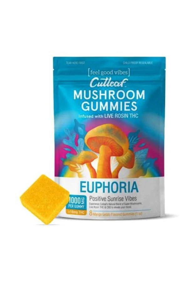Sunrise Mango Gelato Cutleaf Euphoria Mushroom Gummies 1000mg
