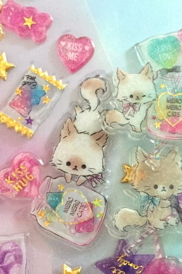 Sweet Candy Cat Sticker Foodie Colorful Heart Lollipop Mini Snack Epoxy Cute Bar Buffet Stickers