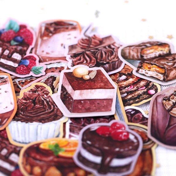 Sweet Chocolate Cake Pudding Cheese Themed Tart Cookie Decorative Stickers, Die Cut Stickers Ml05