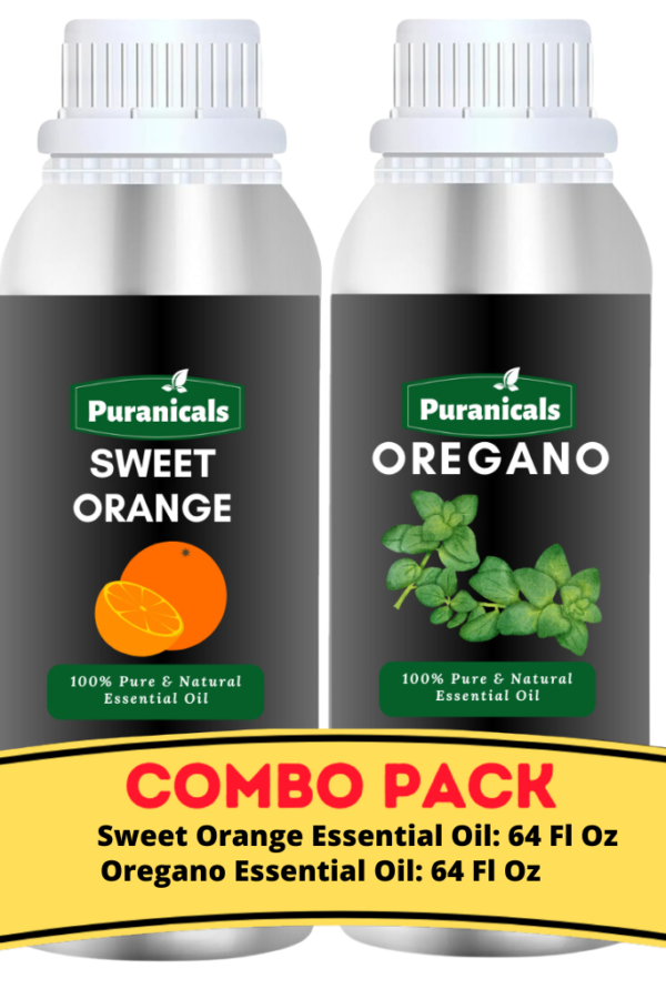 Sweet Orange & Oregano Essential Oils Bundle 64 Ounces Each | Bright Citrus Sweet Orange for Energizing, Uplifting Vibes & Powerful Oregano for Freshness | Ideal for Revitalizing Your Space, Enhancing Mood, and Moisturizing Skin