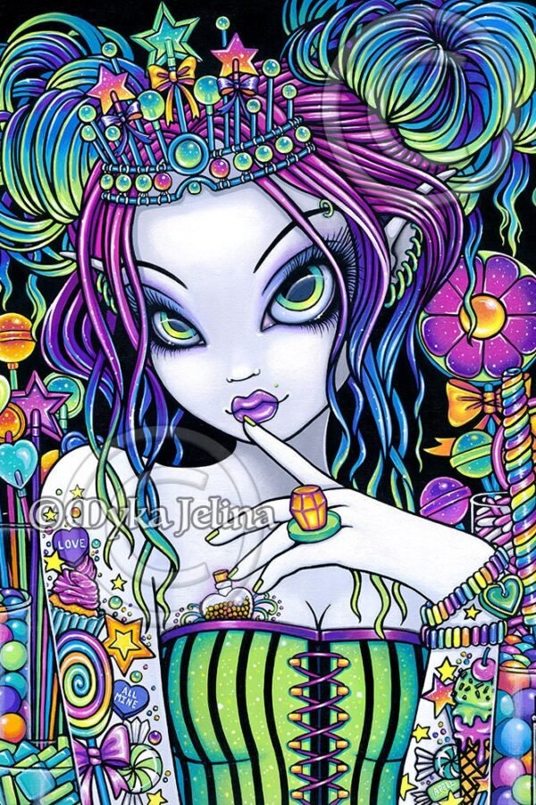 Sweet Tooth Fairy Canvas Print Candy Crown, Princess Raver | 8x10