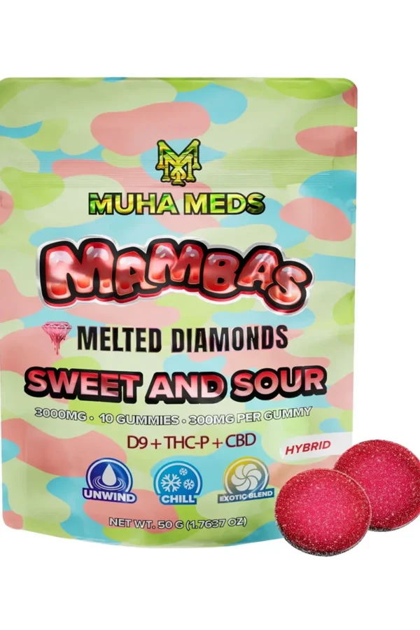Sweet & Sour Muha Meds Mambas Melted Diamonds Gummies 3G 10ct