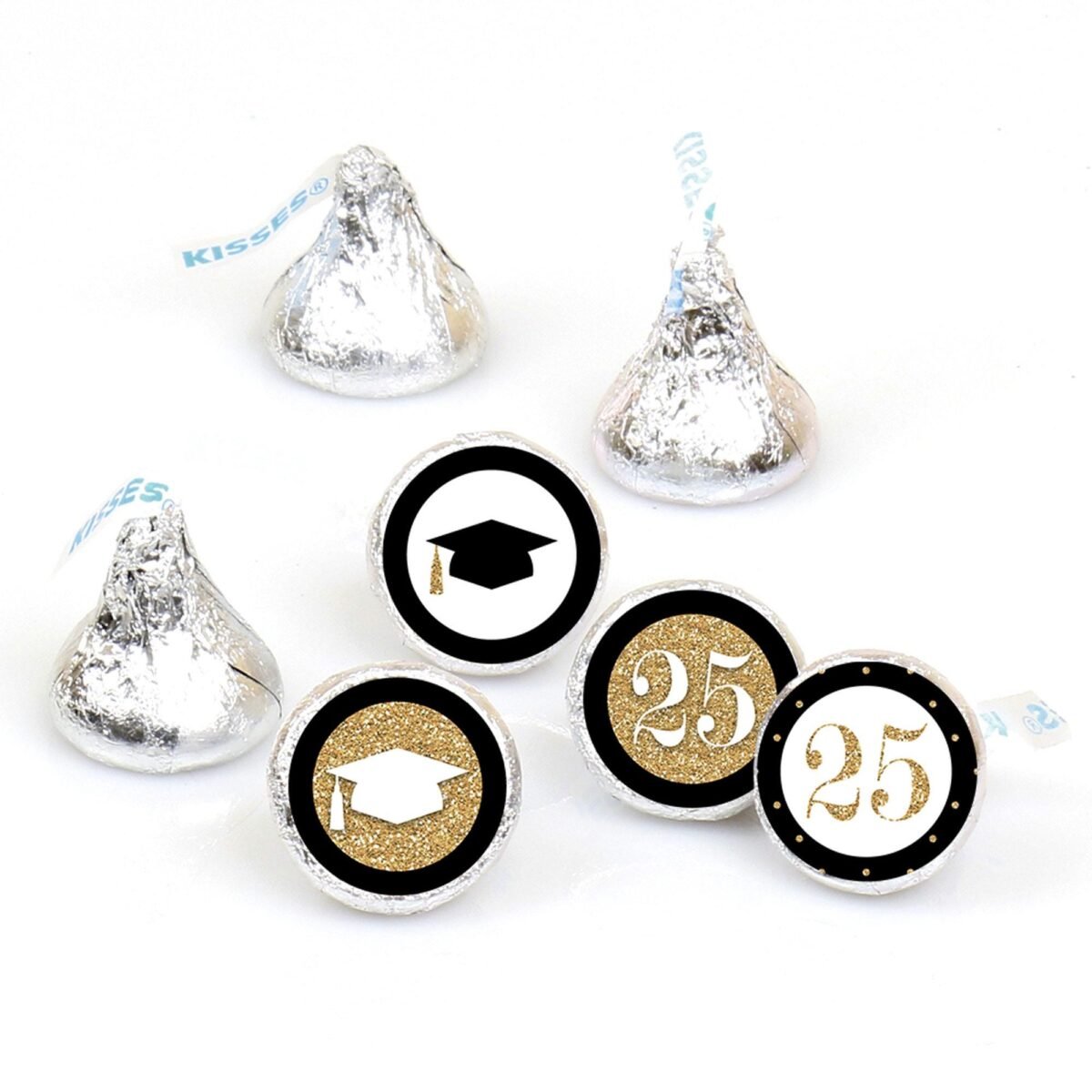 Tassel Worth The Hassle - Gold 2025 Graduation Party Round Candy Sticker Favors Labels Fit Chocolate | 1 Sheet Of 108