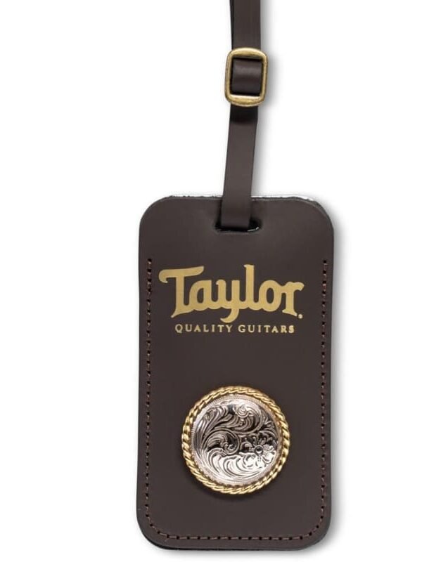 Taylor Leather Luggage Tag with Concho, Chocolate Brown Chocol...