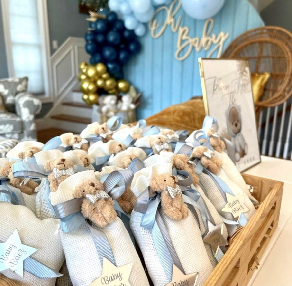 Teddy Bear Gift Bags, Candy Baby Shower Pouch, Personalized Giftspackaging Straw Bags For Favors, Party Bag